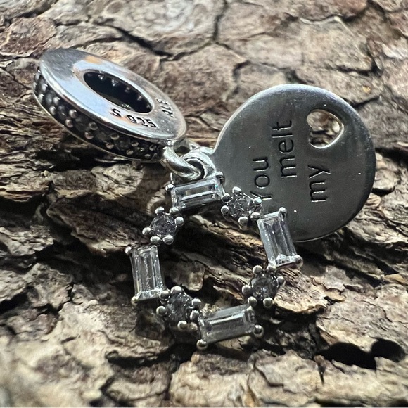 Authentic Pandora Charm Ice Carving Dangle Silver Baguette Clear Zirconia - Picture 5 of 8